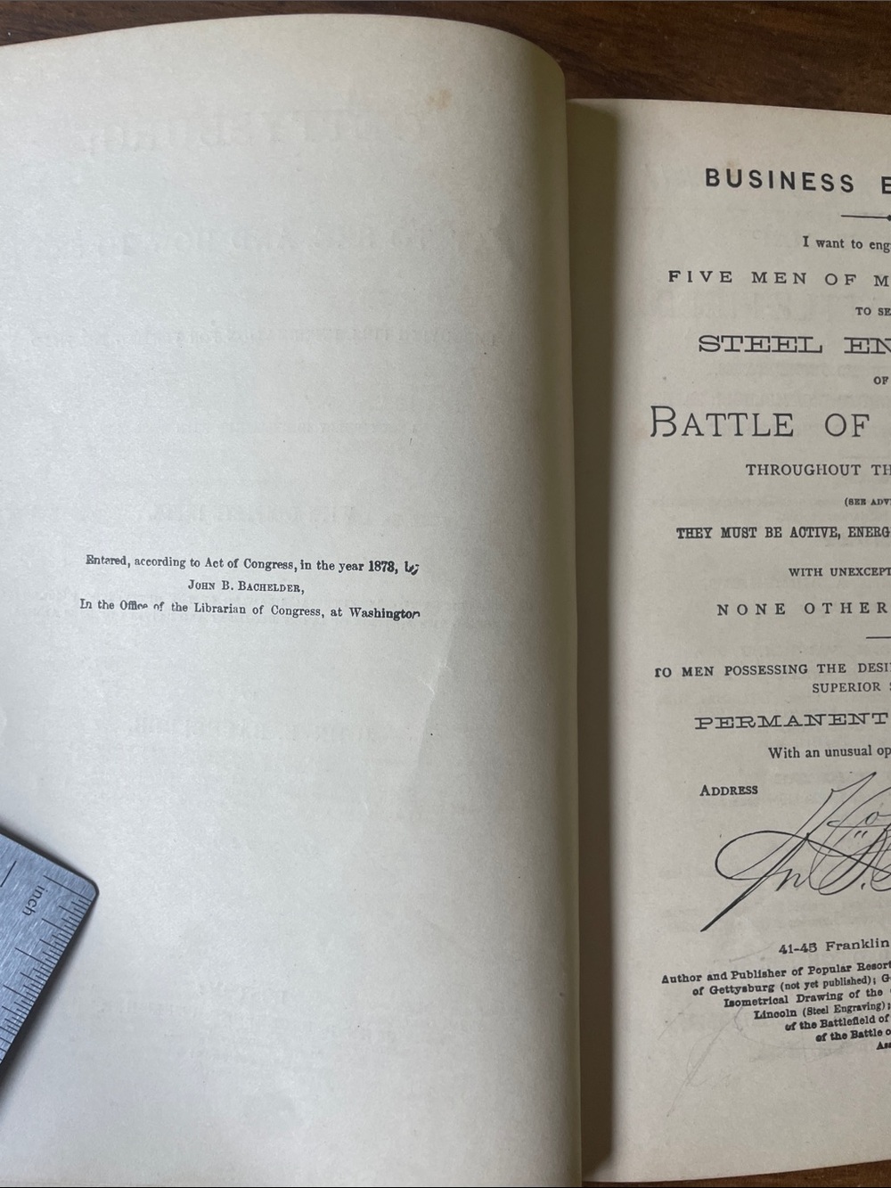 Gettysburg 1878 Guide Book John Bachelder Green Cloth Hardcover Antique Vintage - Picture 6 of 16